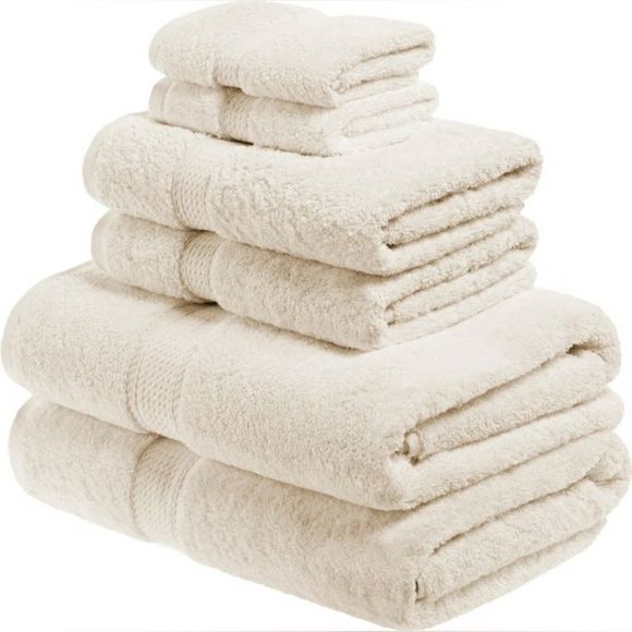 Cream Callicoon 900 GSM 6-Piece Egyptian Cotton Towel Set - Bath, Hand, Face - Picture 1 of 6